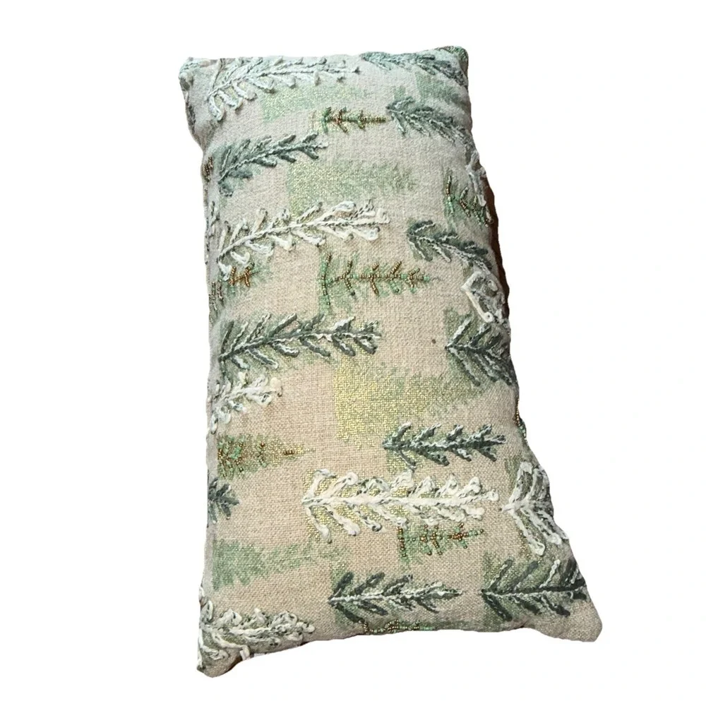 Tommy Bahama Lumbar Throw Pillow Pine Trees Embroidered Beaded Christmas Decor